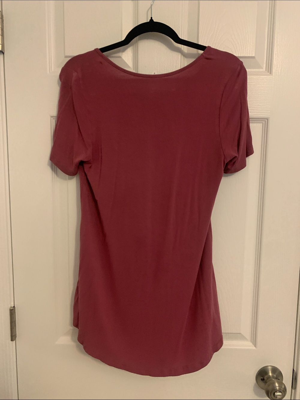 Gathered Yoke Short-Sleeve Tunic Top - Mauve - Picture 2 of 3